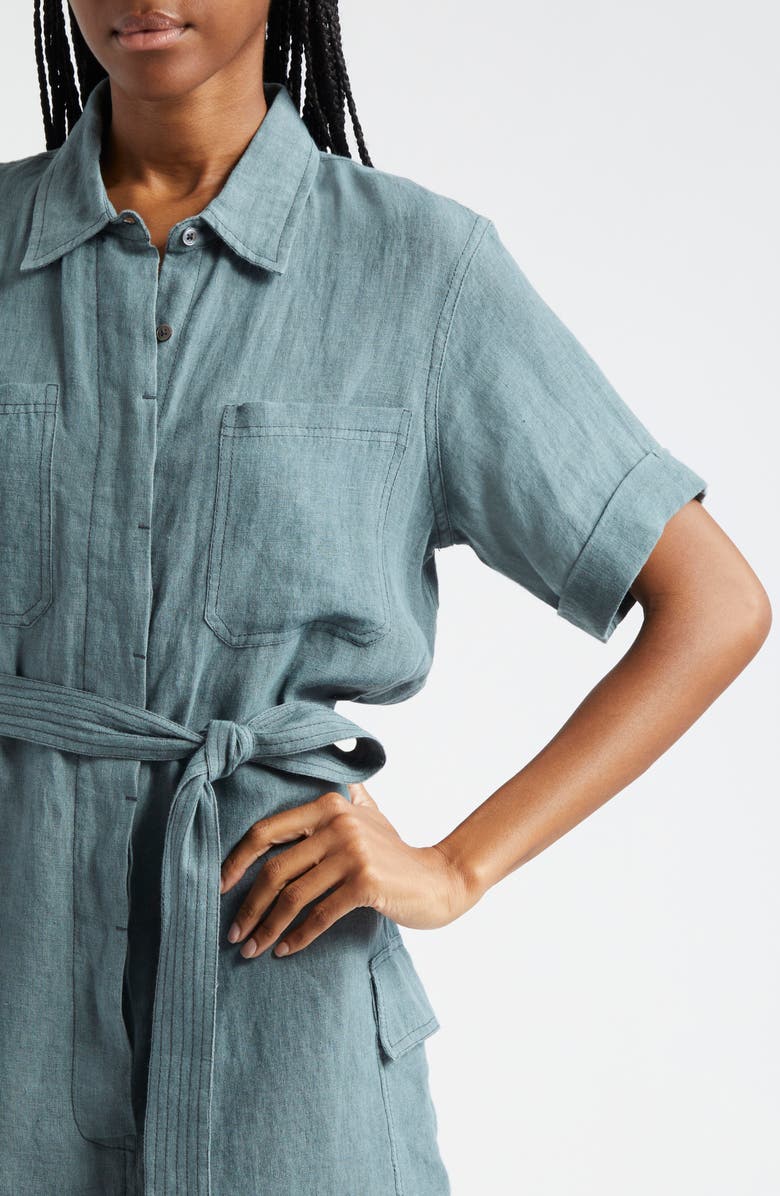 ATM Anthony Thomas Melillo Washed Linen Romper, Alternate, color, Black