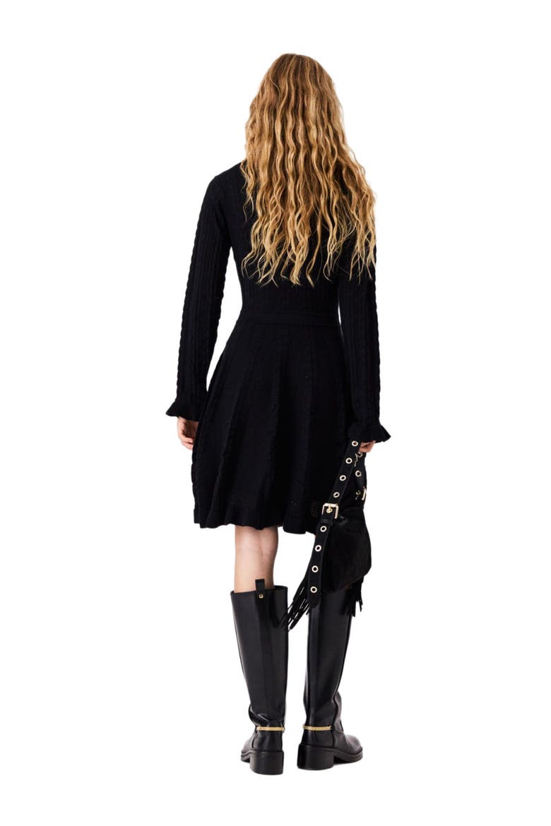 Short knit dress with buttons, Alternate, color, Black