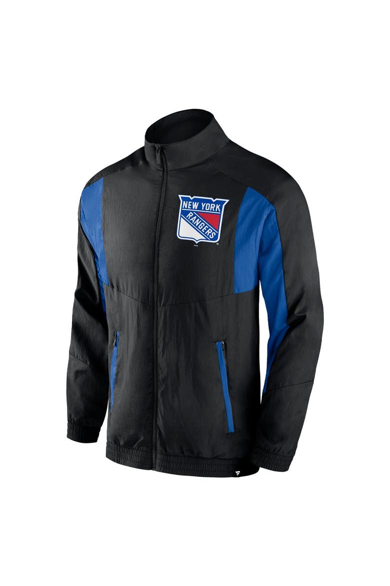 Men's Fanatics Branded Black New York Rangers Step Up Crinkle Raglan Full-Zip Windbreaker Jacket, Alternate, color, Black