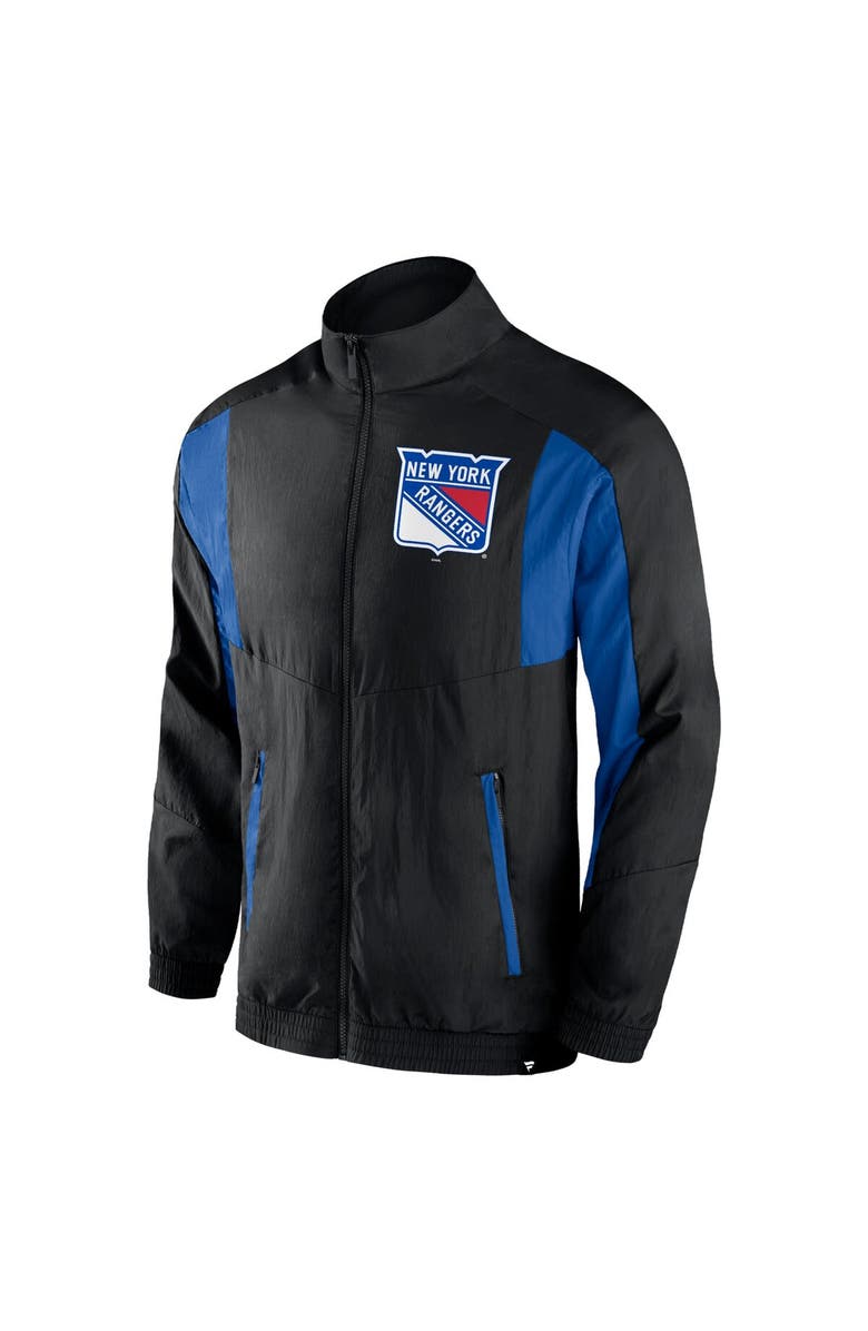 FANATICS Men's Fanatics Branded Black New York Rangers Step Up Crinkle Raglan Full-Zip Windbreaker Jacket, Alternate, color, Black
