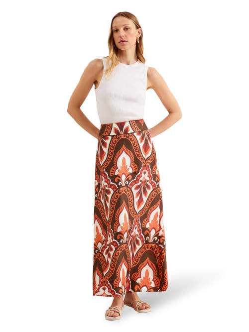 Ro&zo Womens Round-neck Tile-print Woven Maxi Dress Brown In Brown
