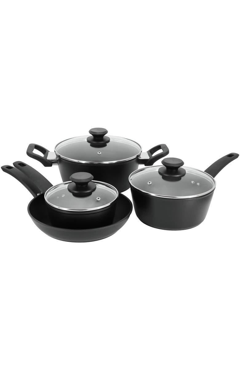 OSTER Connelly 7 Piece Textu Nonstick Aluminum Cookware Set, Main, color, Black