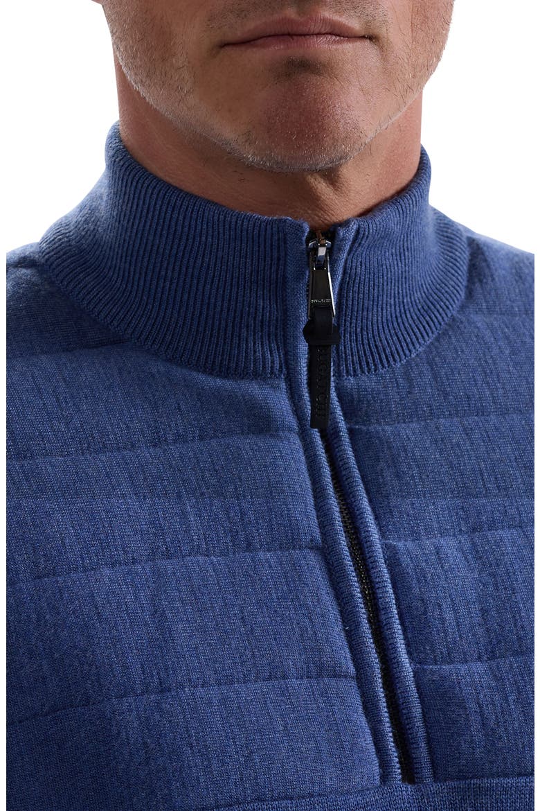 Merino Wool Quarter Zip Polo Sweater, Alternate, color, COBALT