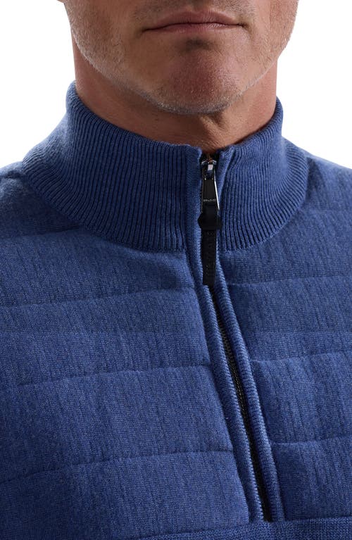 Bugatchi Merino Wool Quarter Zip Polo Sweater In Blue