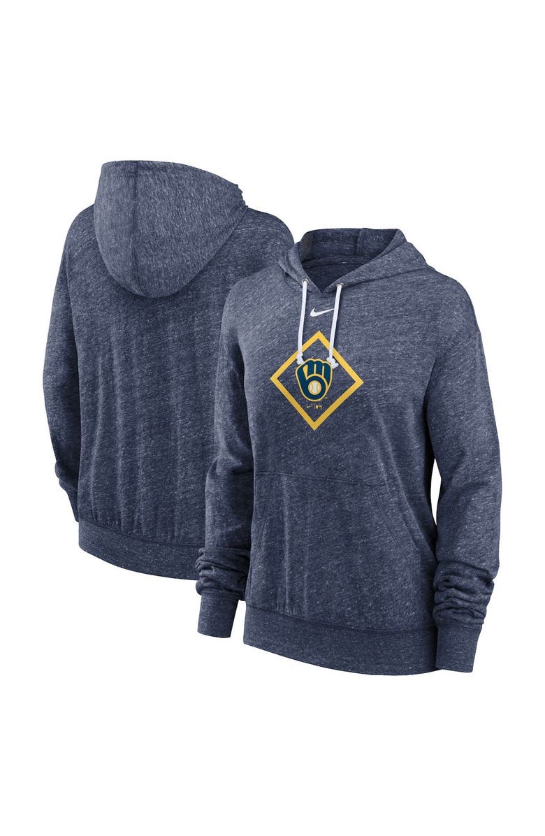 Nike Women's Nike Navy Milwaukee Brewers Diamond Icon Gym Vintage Lightweight Hooded Top, Main, color, Navy