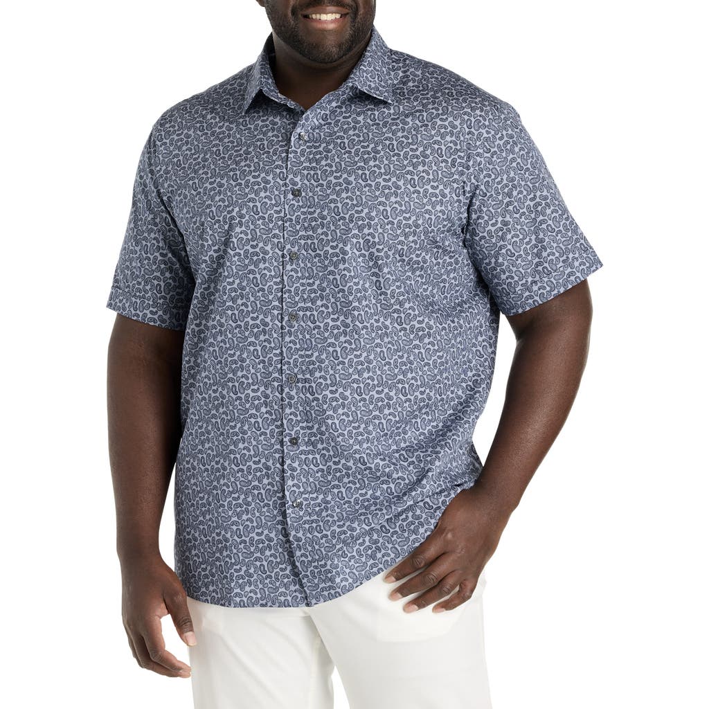 Synrgy By Dxl Big & Tall Paisley Print Sport Shirt In Grey