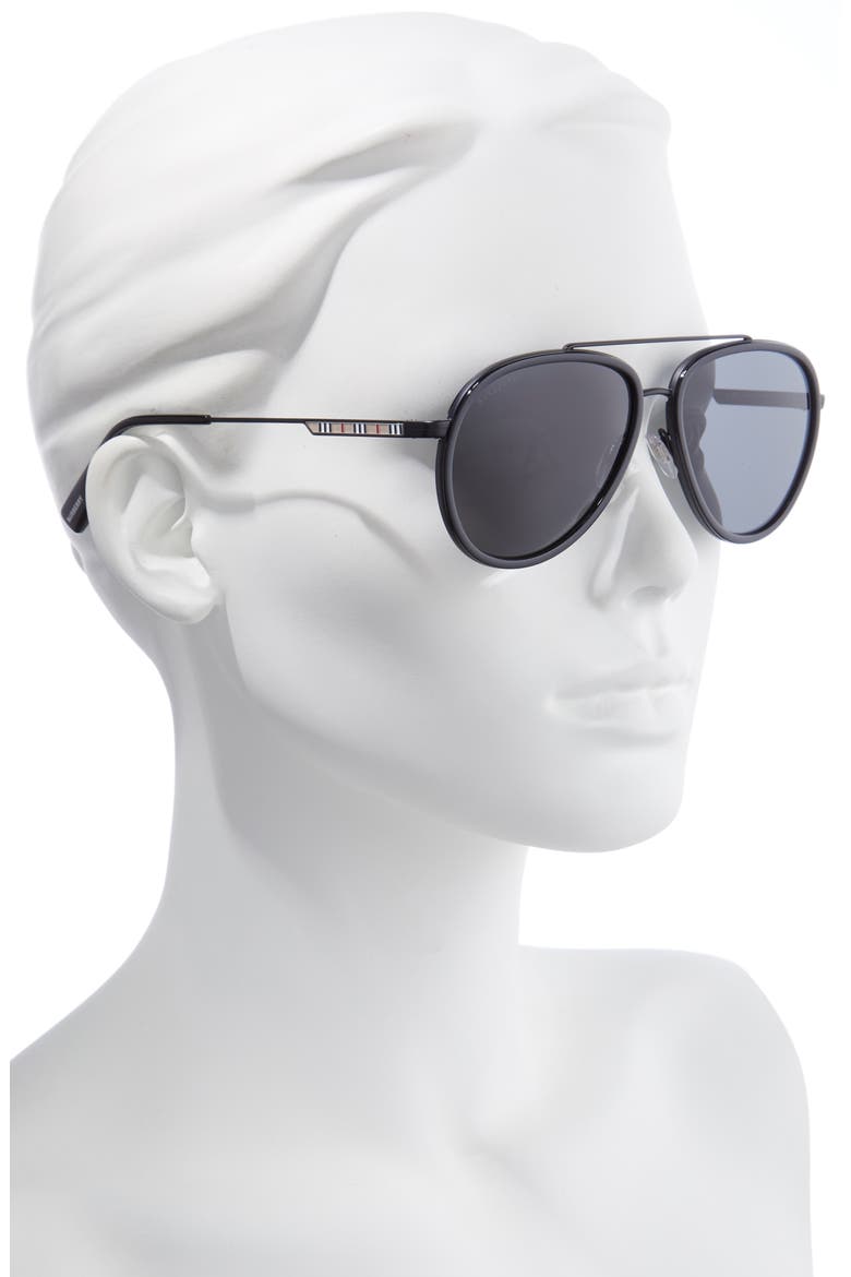59mm Aviator Sunglasses, Alternate, color, BLACK/ DARK GRIGIO