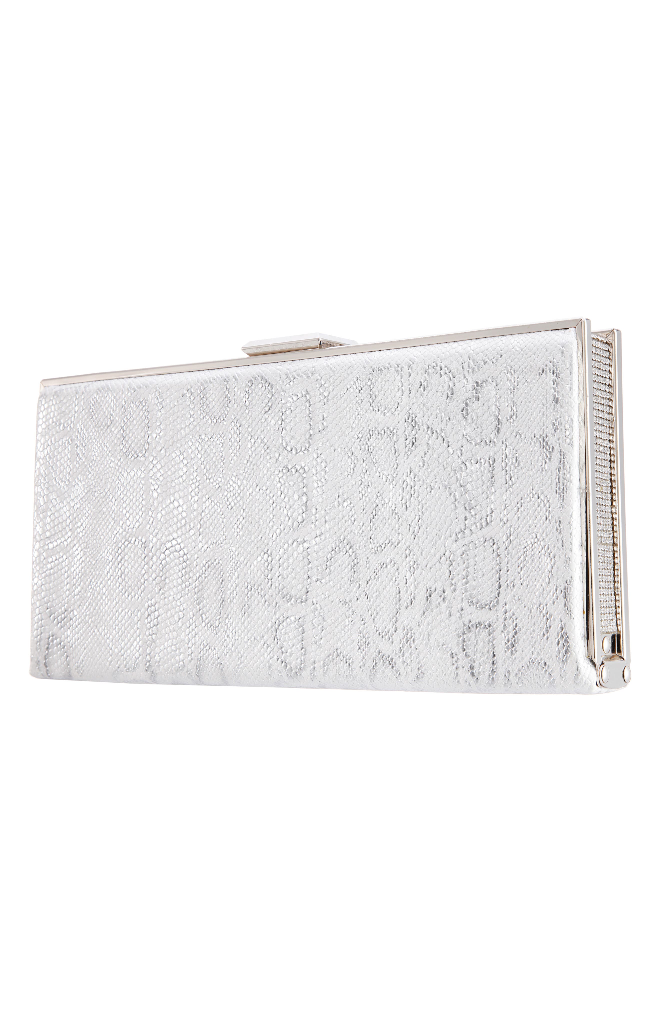 Nina Snake Embossed Metallic Minaudière, Alternate, color, 