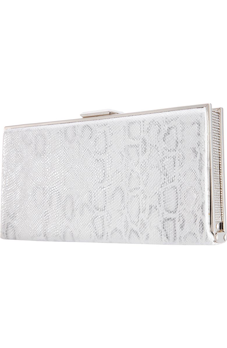 Nina Snake Embossed Metallic Minaudière, Alternate, color,