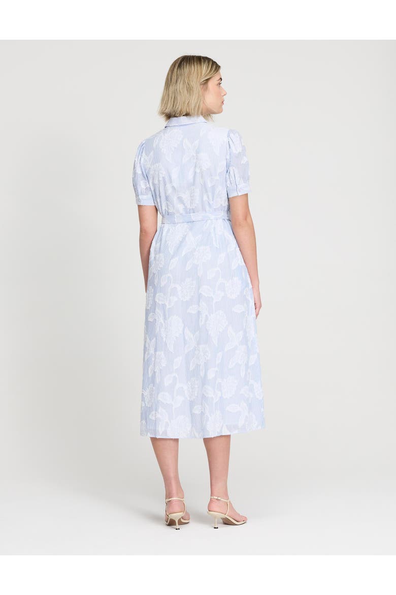 Mariah Tie Waist Midi Shirt Dress, Alternate, color, Blue Floral Stripe