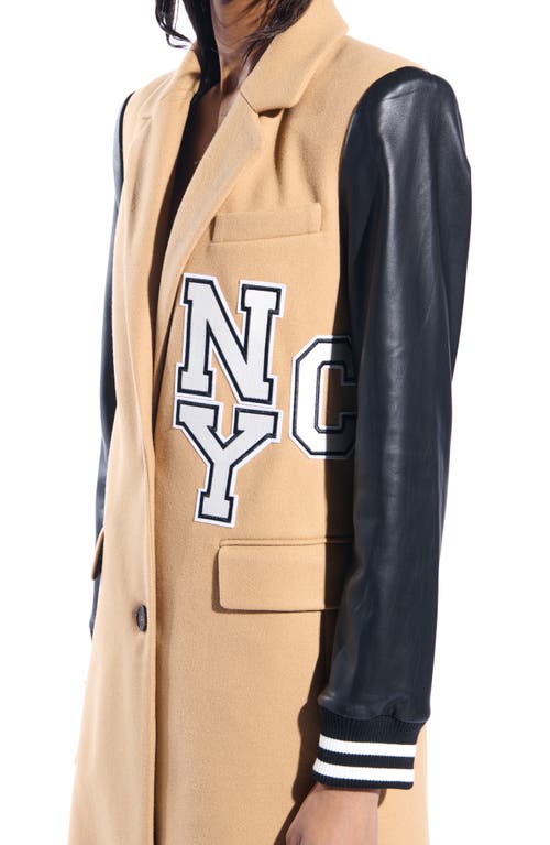 Azalea Wang New York Mixed Media Coat In Brown