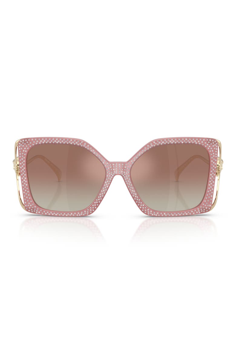 58mm Square Sunglasses, Main, color, PINK STRASS CRYSTAL / BROWN