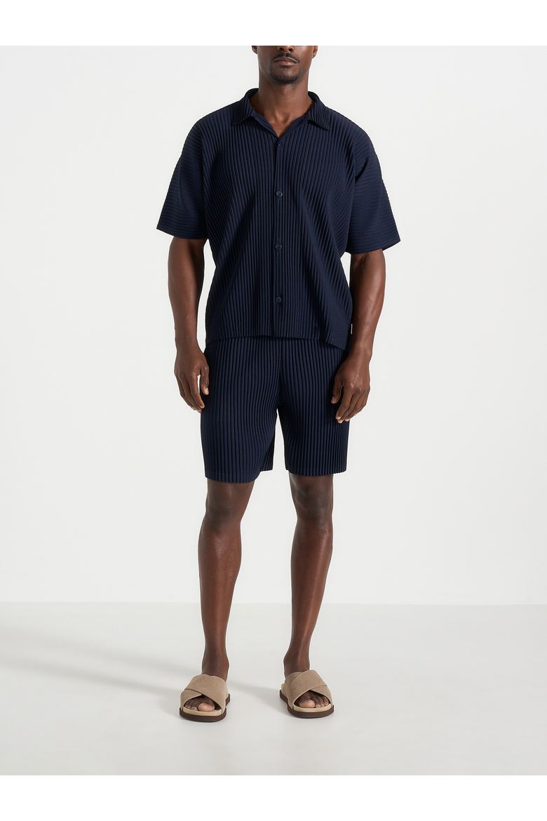 Drew Pleated Shorts, Alternate, color, Navy