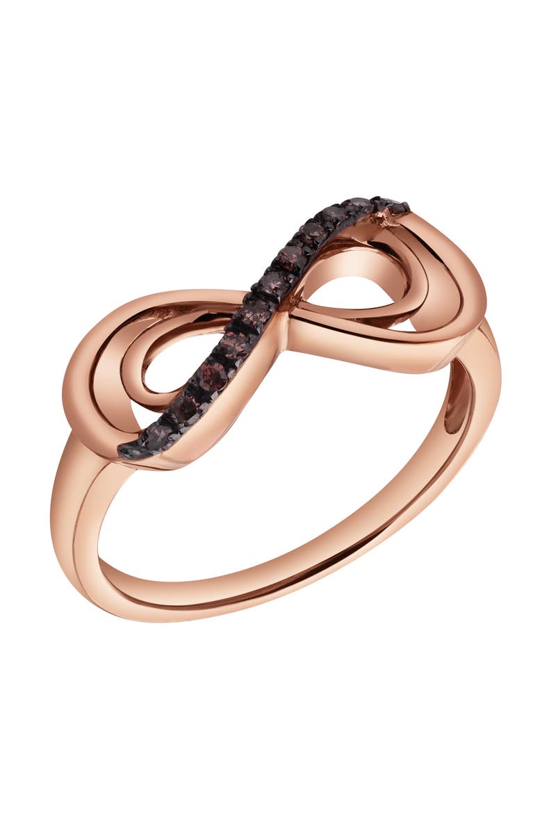 Linora Sterling Silver 0.08 Ct Natural Diamond Infinity Ring, Main, color, Pink Rhodium Sterling Silver