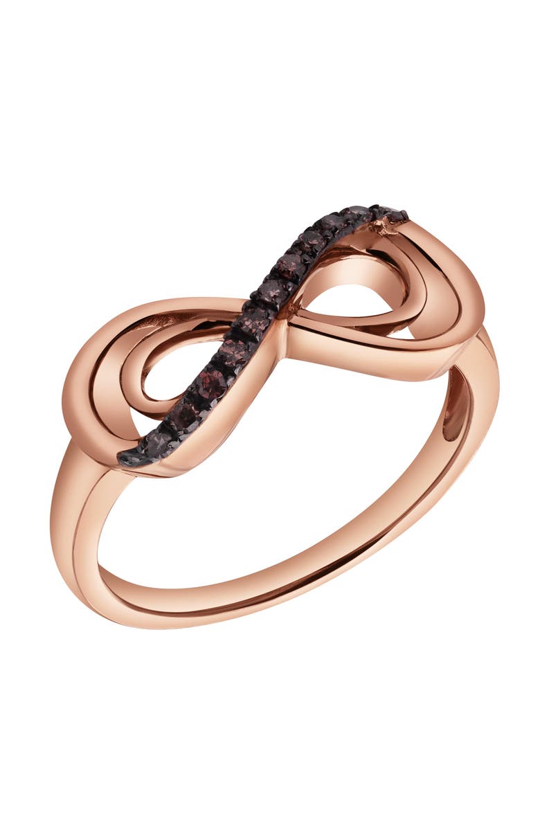 LuvMyJewelry Linora Sterling Silver 0.08 Ct Natural Diamond Infinity Ring, Main, color, Pink Rhodium Sterling Silver