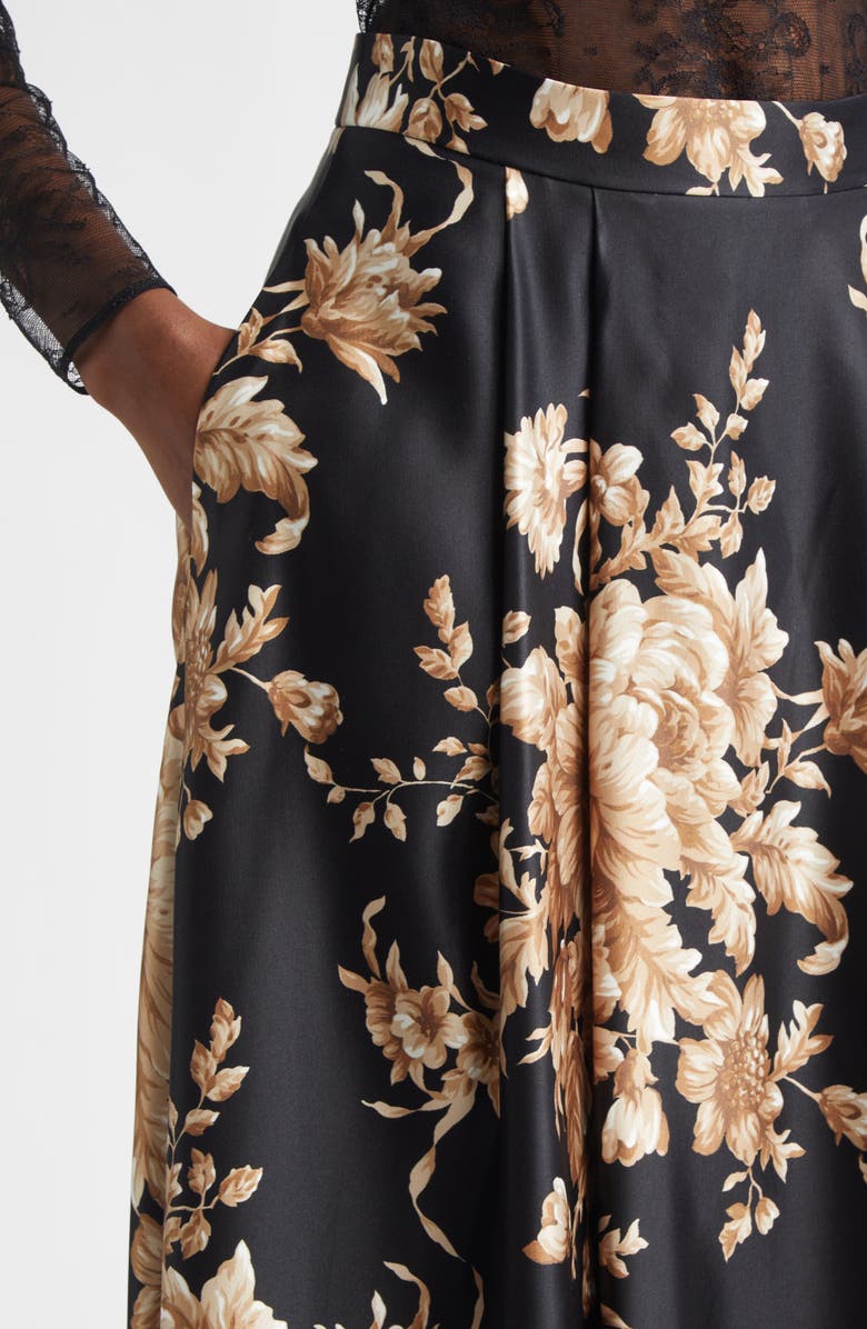 Dolce&Gabbana Rose Print Silk Satin A-Line Skirt, Alternate, color, Rose Print