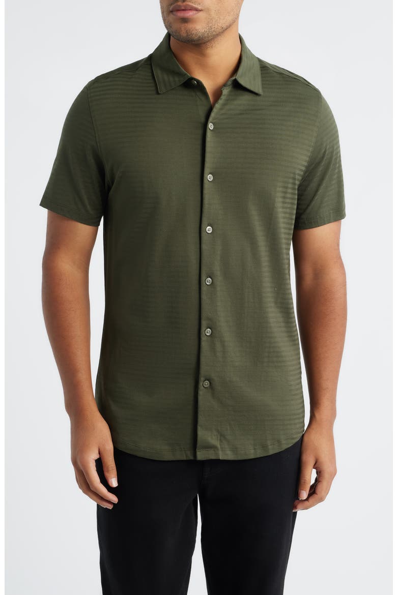 Christopher Short Sleeve Pima Cotton Button-Up Shirt, Main, color, OLIVE