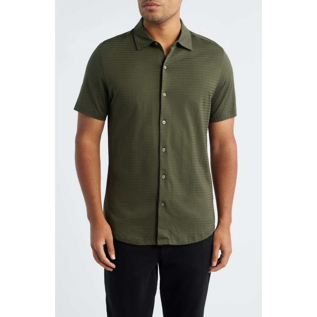 Robert Barakett Christopher Short Sleeve Pima Cotton Button-up Shirt In Green