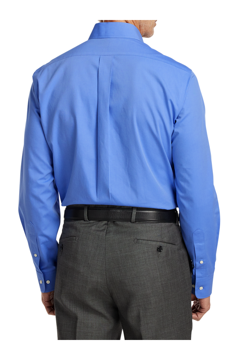 Tailored Fit Non-iron Cotton Pinpoint Solid Button Down Collar Dress Shirt, Alternate, color, French Blue