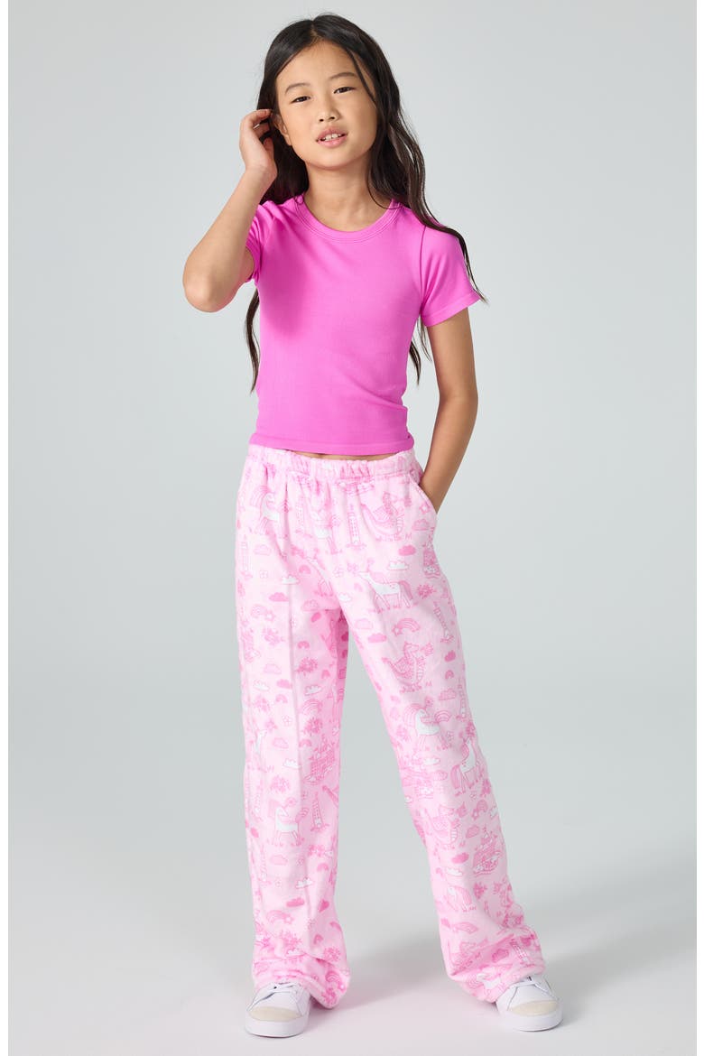 Kids' Fairytale Plush Pants, Alternate, color, PINK MULTI
