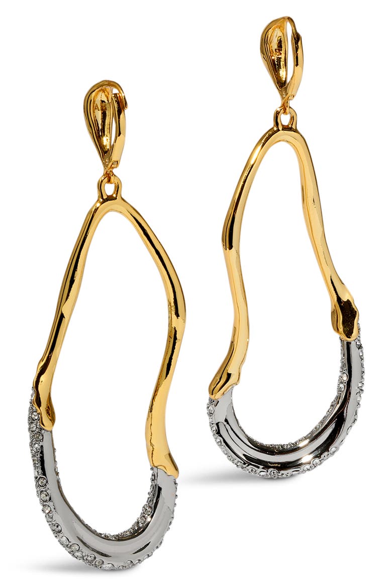 Solanales Crystal Pavé Hoop Drop Earrings, Alternate, color, CRYSTALS
