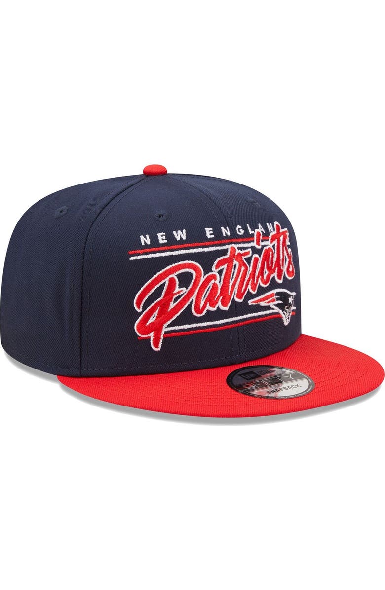 New Era Men's New Era Navy/Red New England Patriots Team Script 9FIFTY Snapback Hat, Alternate, color,
