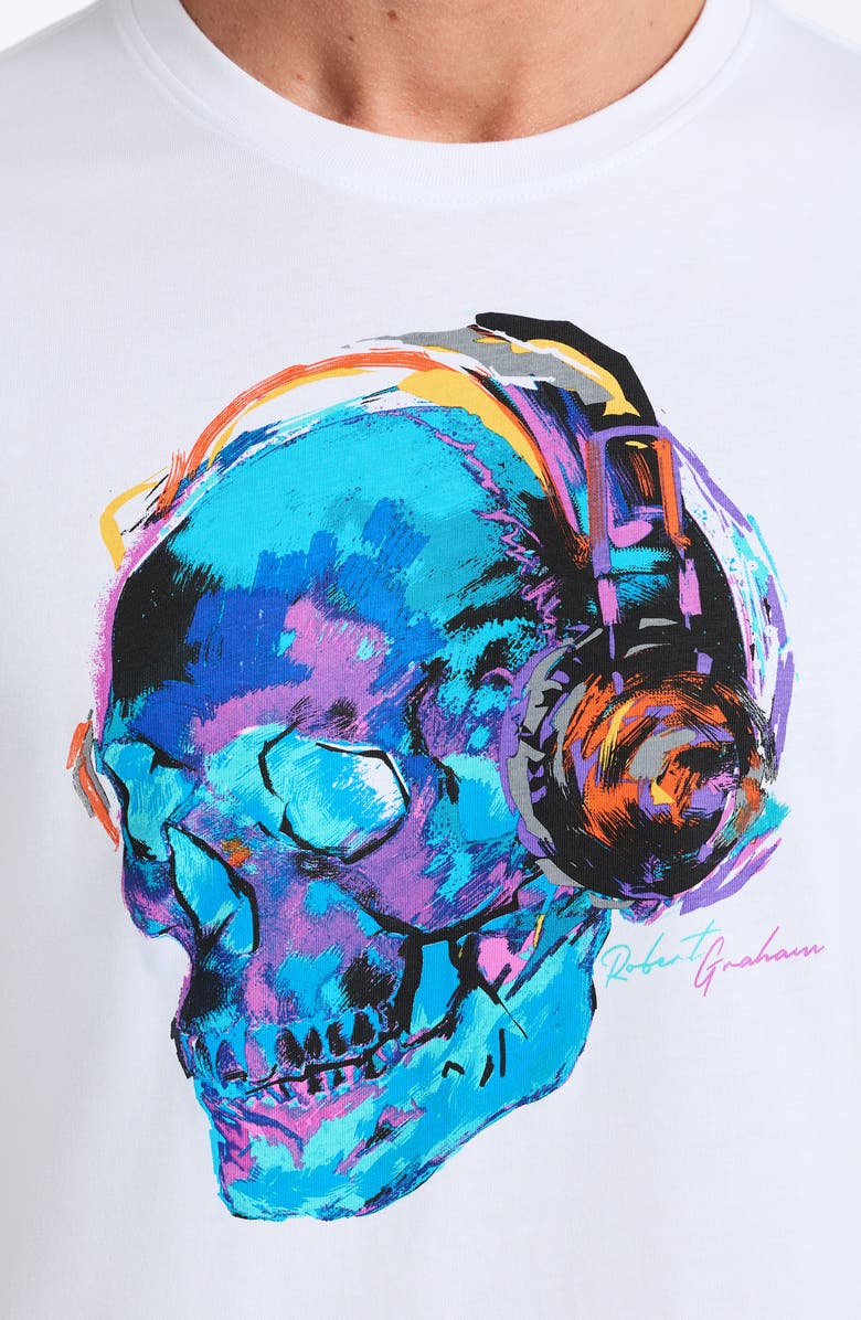 Robert Graham Skull Beats Graphic T-Shirt, Alternate, color, White