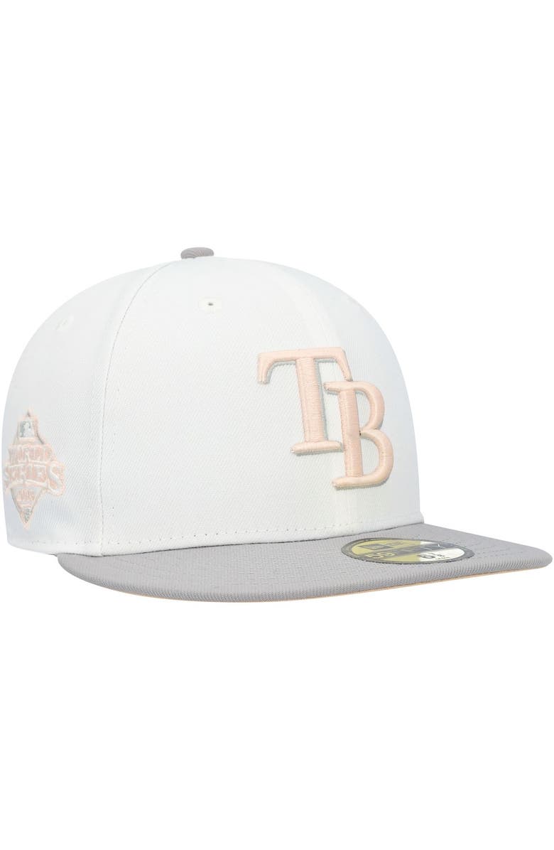 New Era Men's New Era White/Gray Tampa Bay Rays 2008 World Series Side Patch Undervisor 59FIFTY Fitted Hat, Main, color, 