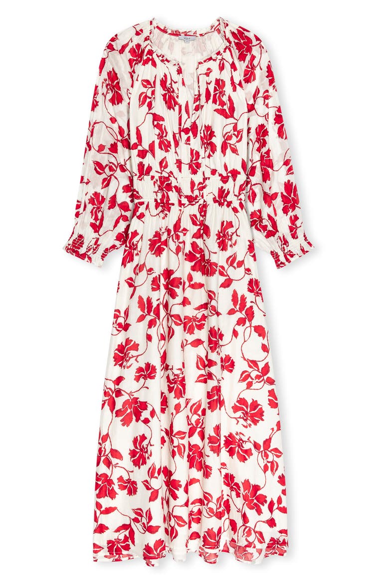 Matia Floral Long Sleeve Cotton Maxi Dress, Alternate, color, RED JASMINE
