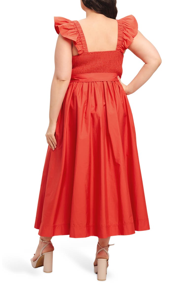 Tie Waist Maxi Sundress, Alternate, color, CORAL RED