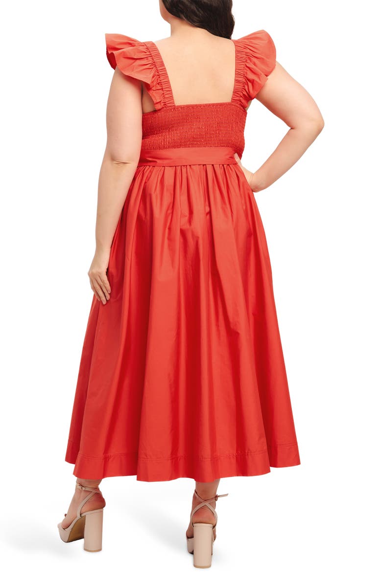 FLYING TOMATO Tie Waist Maxi Sundress, Alternate, color, Coral Red