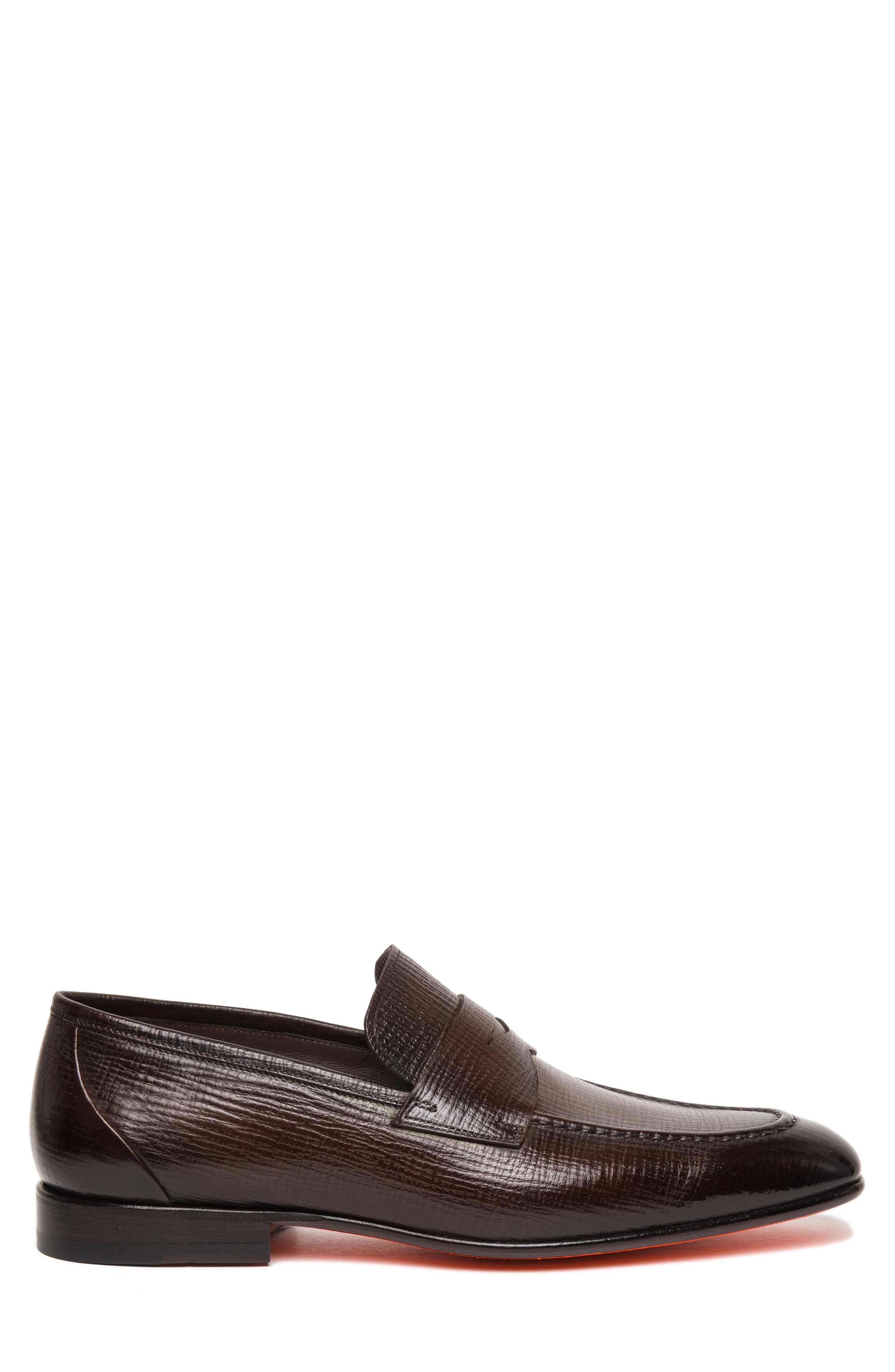 Santoni Gannon Penny Loafer, Alternate, color, Dark Brown