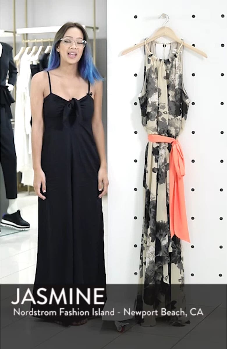 Halter Floral Print Chiffon High/Low Dress, sales video thumbnail