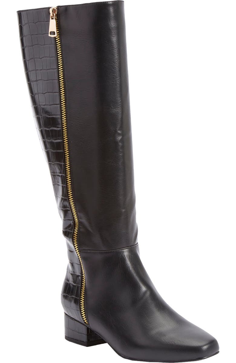 Comfortview The Emerald Wide Calf Boot, Main, color, Black Croco