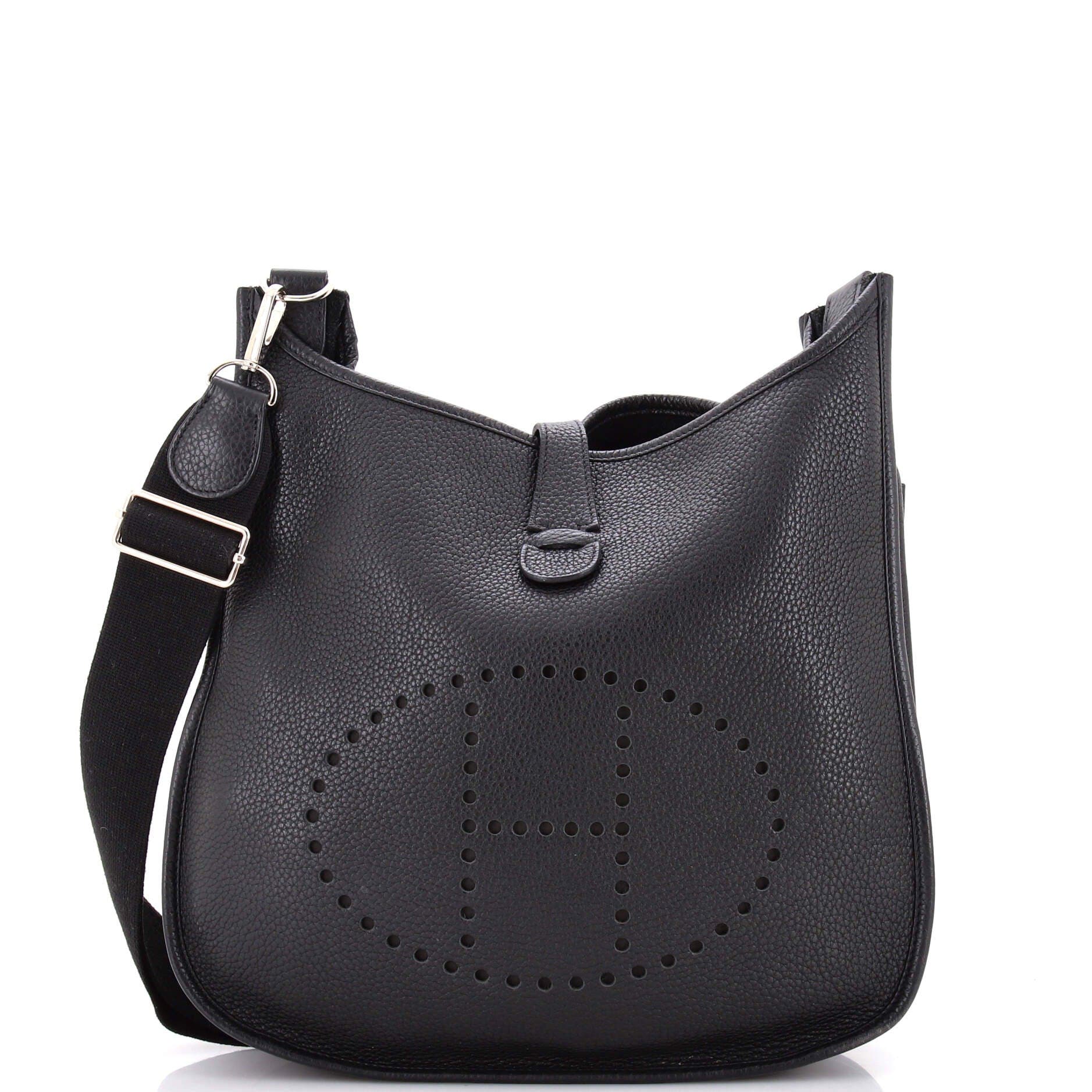Pre-Owned Hermes Evelyne Bag Gen I Clemence PM, Main, color, Noir