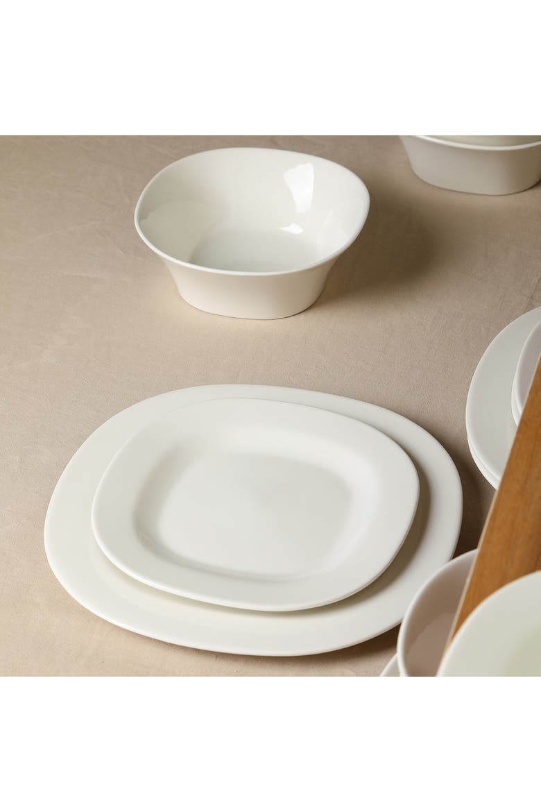 Quadro Porcelain 4-Piece Salad Plate Set, Alternate, color, White