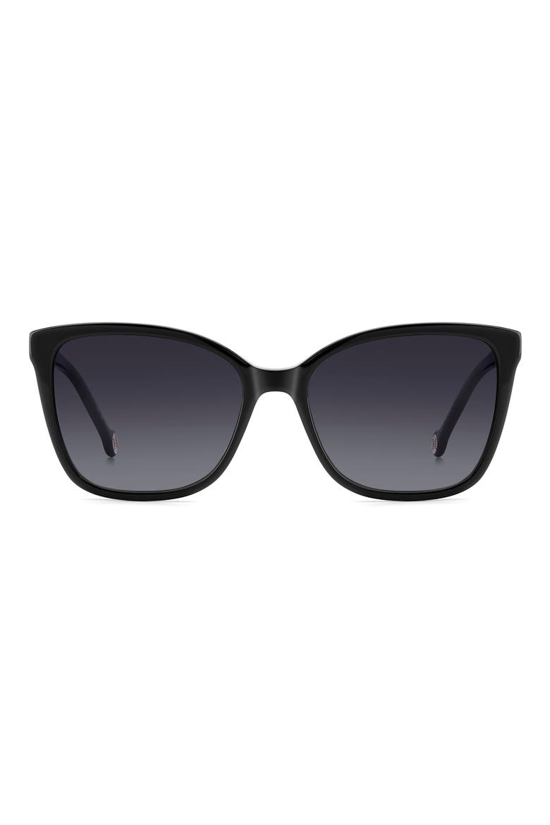 Her 56mm Gradient Rectangular Sunglasses, Main, color, BLACK/ DARK GREY SF