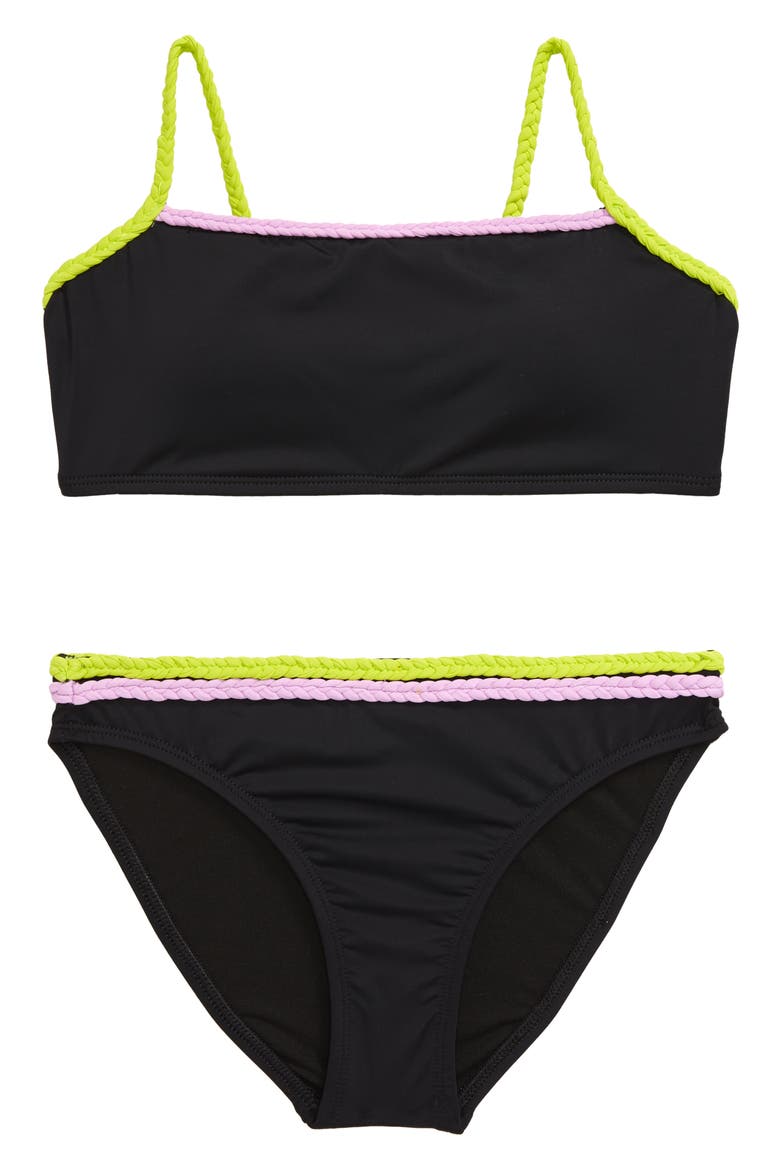 Braid Parade Two-Piece Swimsuit, Main, color, BLACK