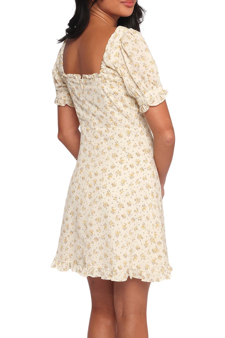 Joss Floral Puff Sleeve Minidress, Alternate, color, CREAM YELLOW