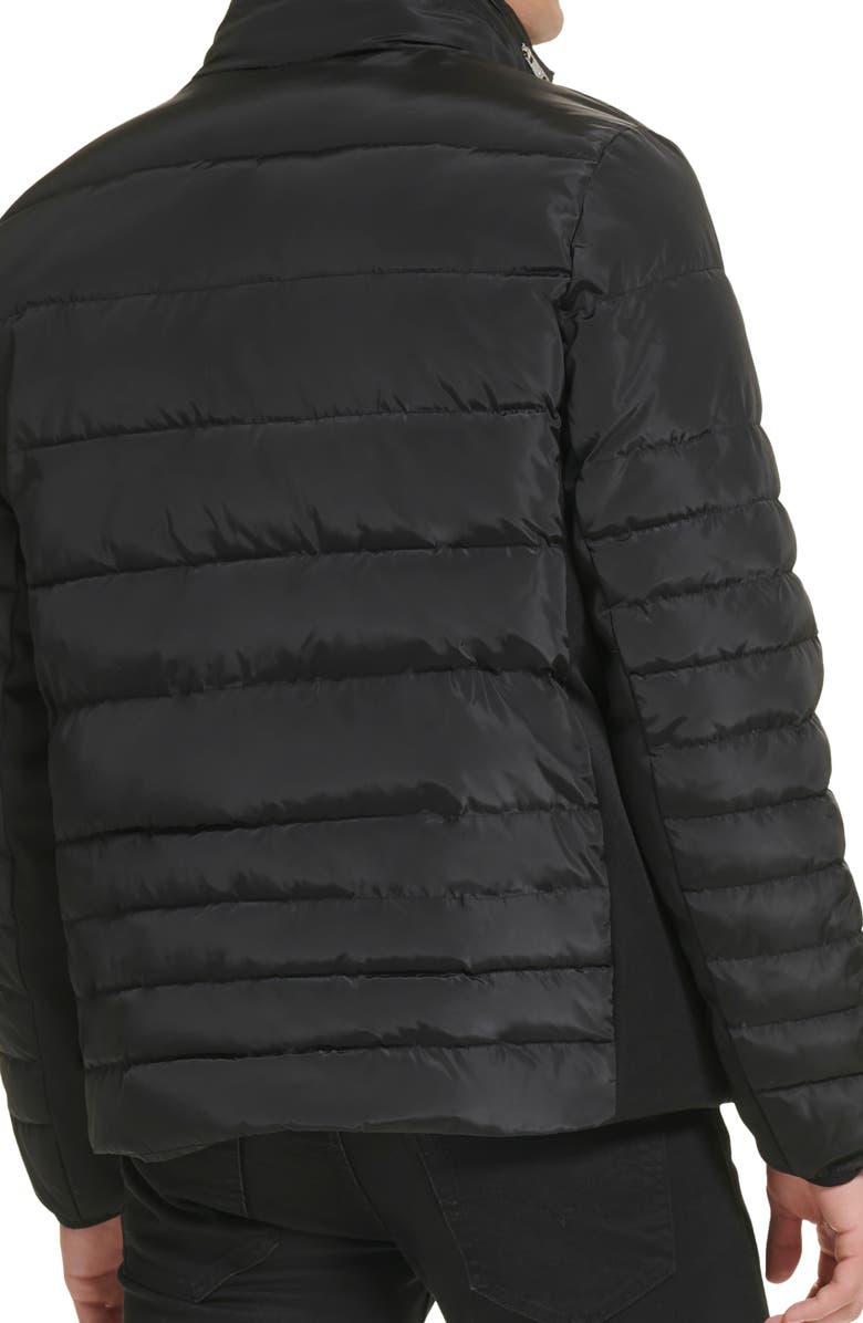 Kenneth Cole New York Faux Memory Full Zip Mixed Quilted Puffer Jacket, Alternate, color, Black