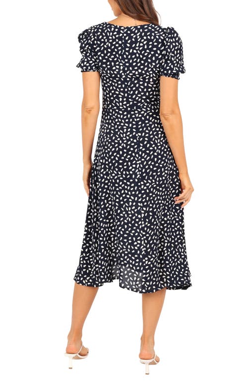Petal And Pup Petal & Pup Franklin Dot Print Puff Sleeve Midi Dress In Blue
