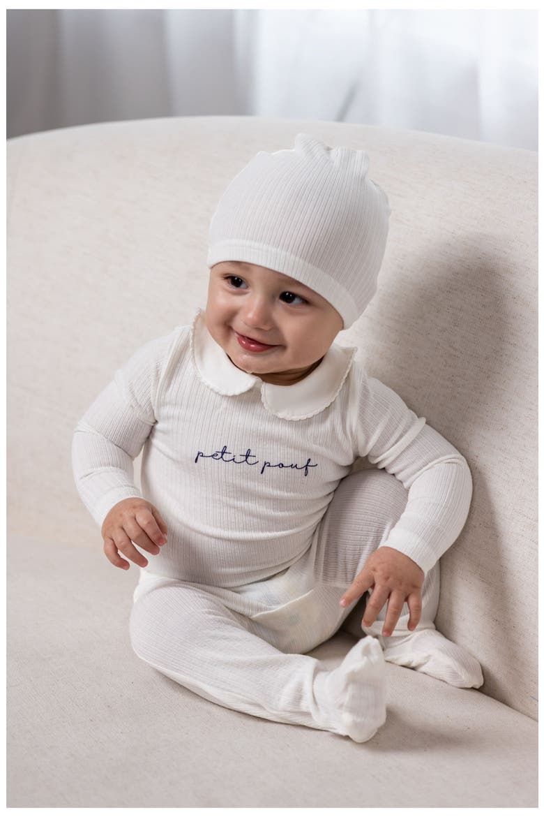 Petit Pouf Footie for Baby Boy, Alternate, color, White/Blue