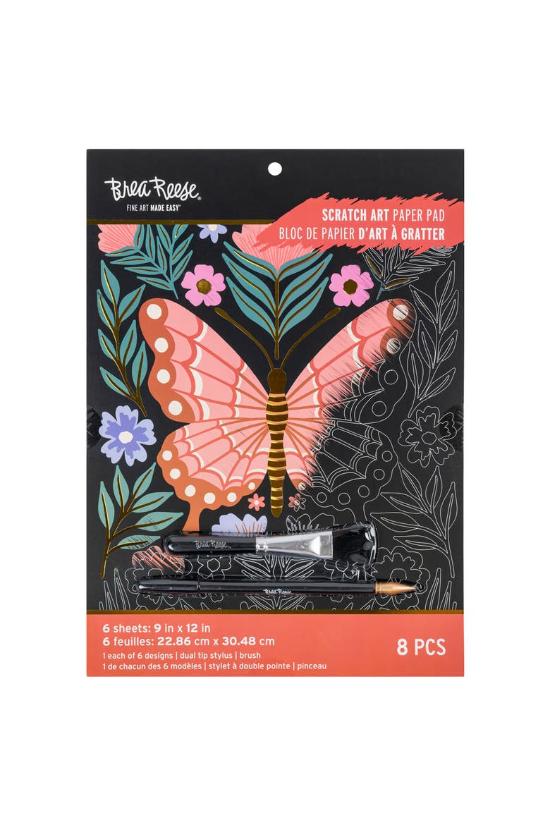 Scratch Art Paper Pad Butterfly Garden, Main, color, Multicolored