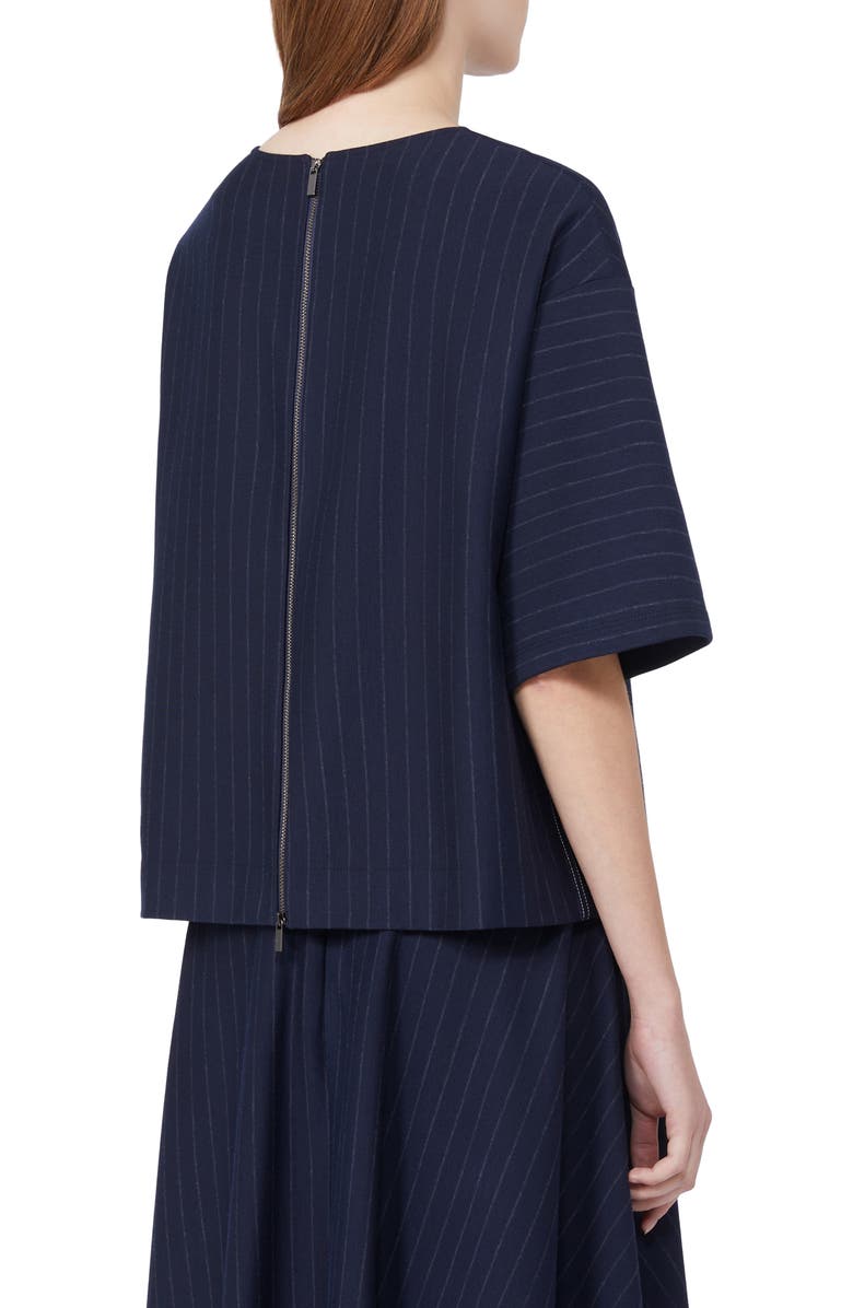 MM by Max Mara Kara Stripe Knit Top, Alternate, color, Midnight Blue