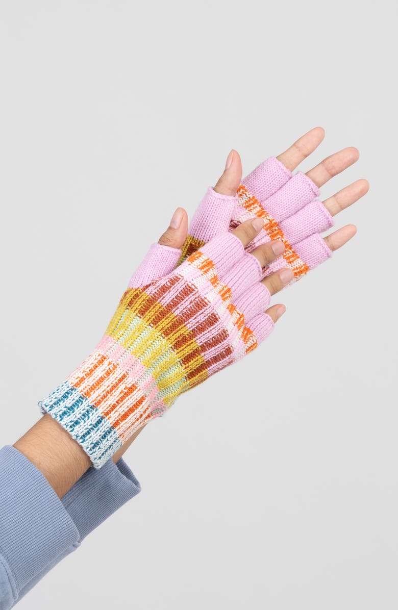 verloop Mosaic Fingerless Gloves, Alternate, color, Rust Lilac Orange Multi