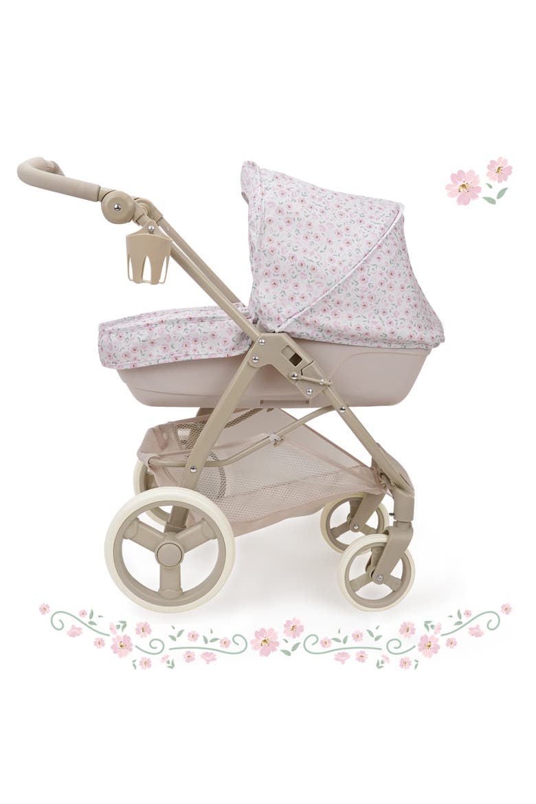 Little Flora, Bella 2 In 1 Doll Pram, Convertible Toy Stroller, Alternate, color, Beige