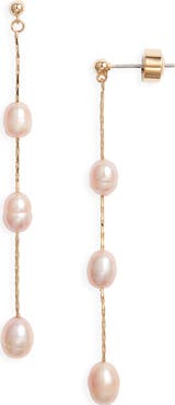 Nordstrom Demi Fine Freshwater Pearl Linear Drop Earrings