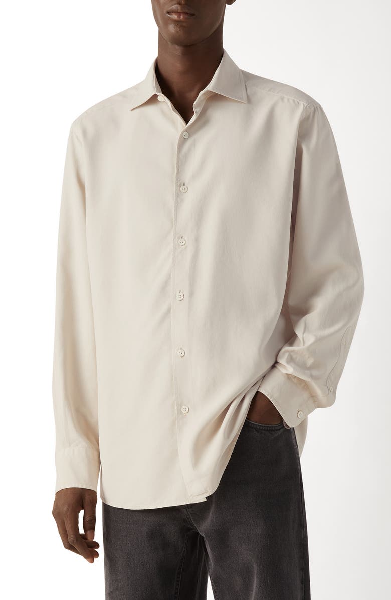 ZEGNA Silk Button-Up Shirt, Main, color, 