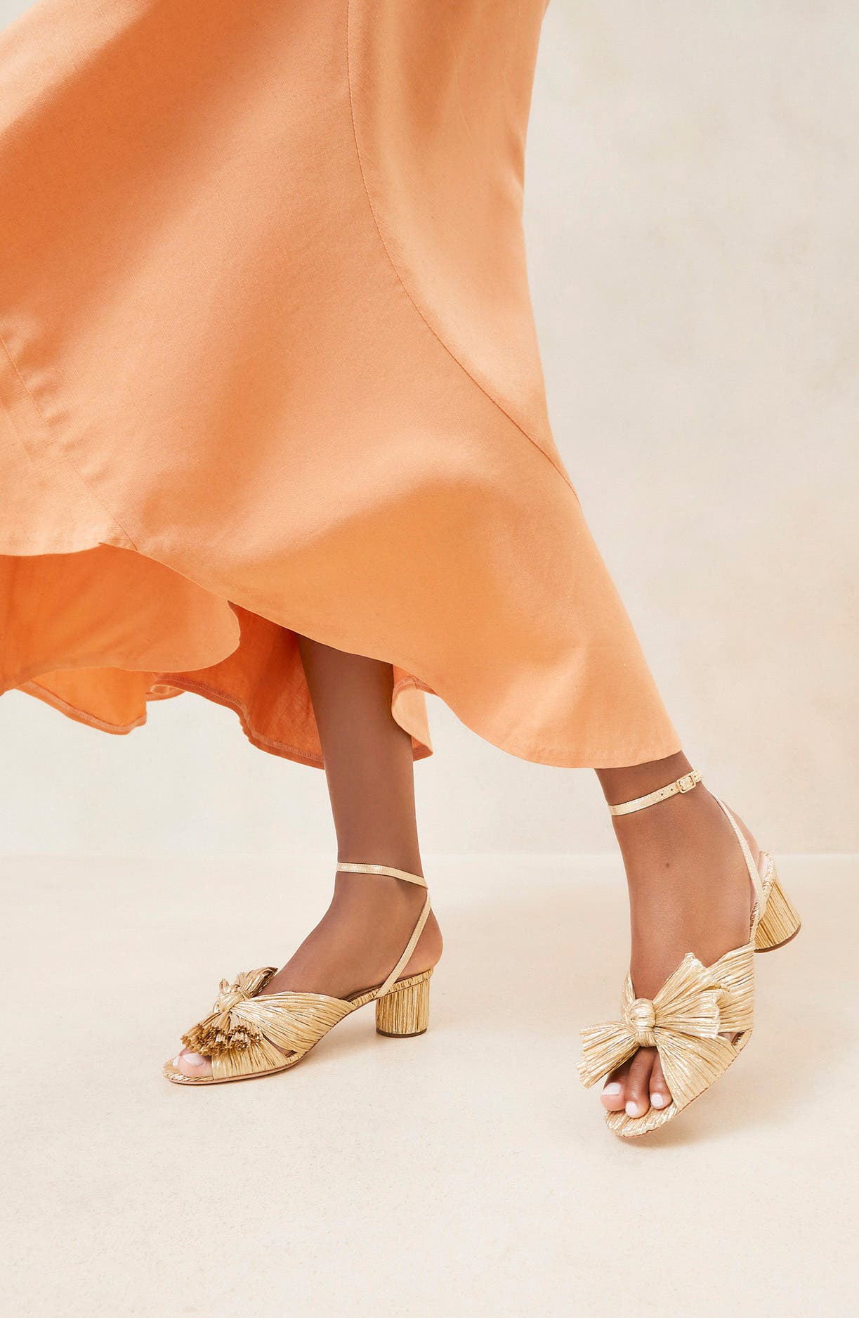 Dahlia Ankle Strap Knotted Sandal, Alternate, color, GOLD