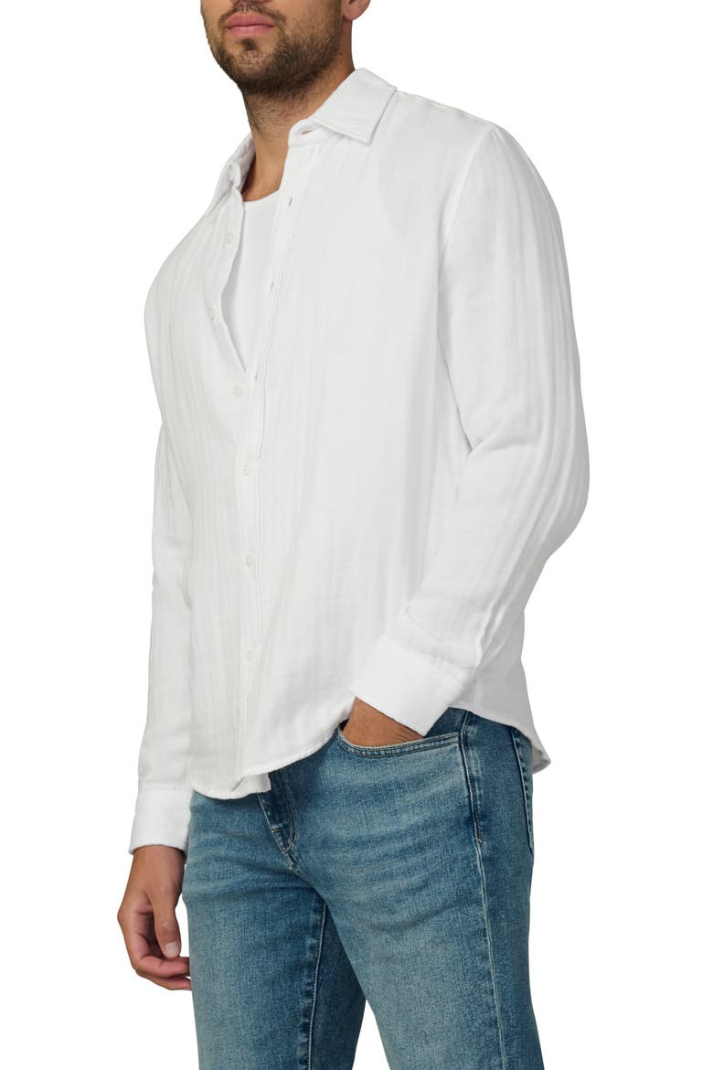 Cedric Cotton Gauze Button-Up Shirt, Alternate, color, OPTIC WHITE